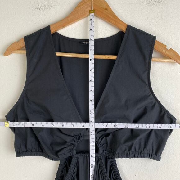 RAILS Rizo Midi Dress Size S Black Cutout Poplin Sustainable Minimalist Neutral - Picture 15 of 16